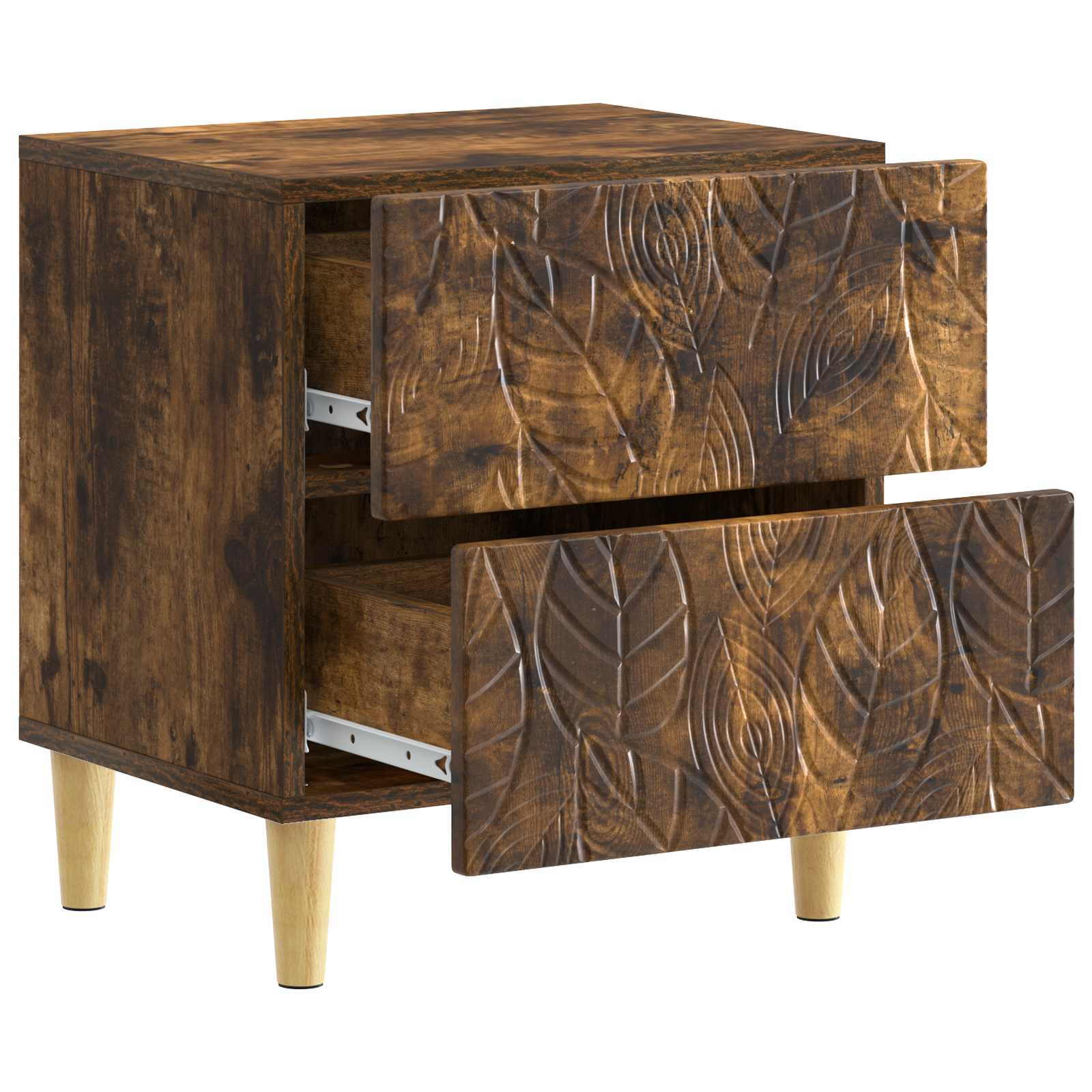 vidaXL Bedside Table Smoked Oak 43 x 34.5 x 48 cm Engineered Wood 3