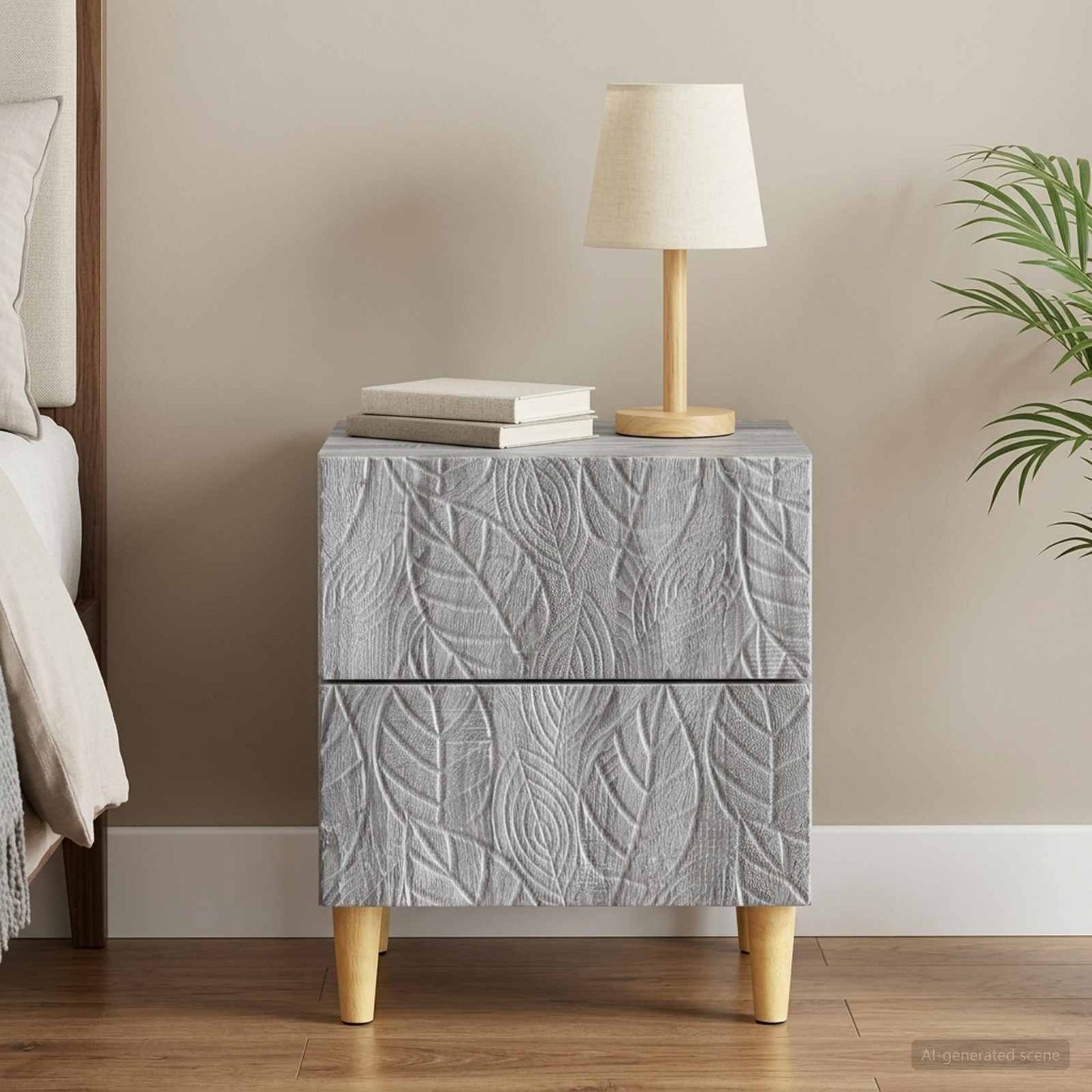vidaXL Bedside Table Grey Sonoma 43 x 34.5 x 48 cm Engineered Wood 1