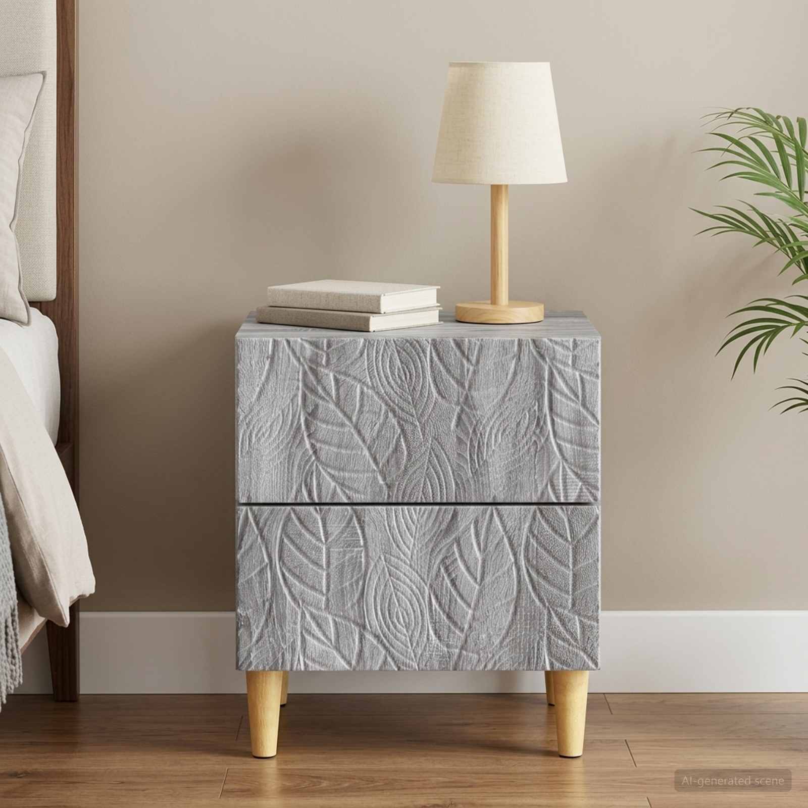 vidaXL Bedside Table Grey Sonoma 43 x 34.5 x 48 cm Engineered Wood 1