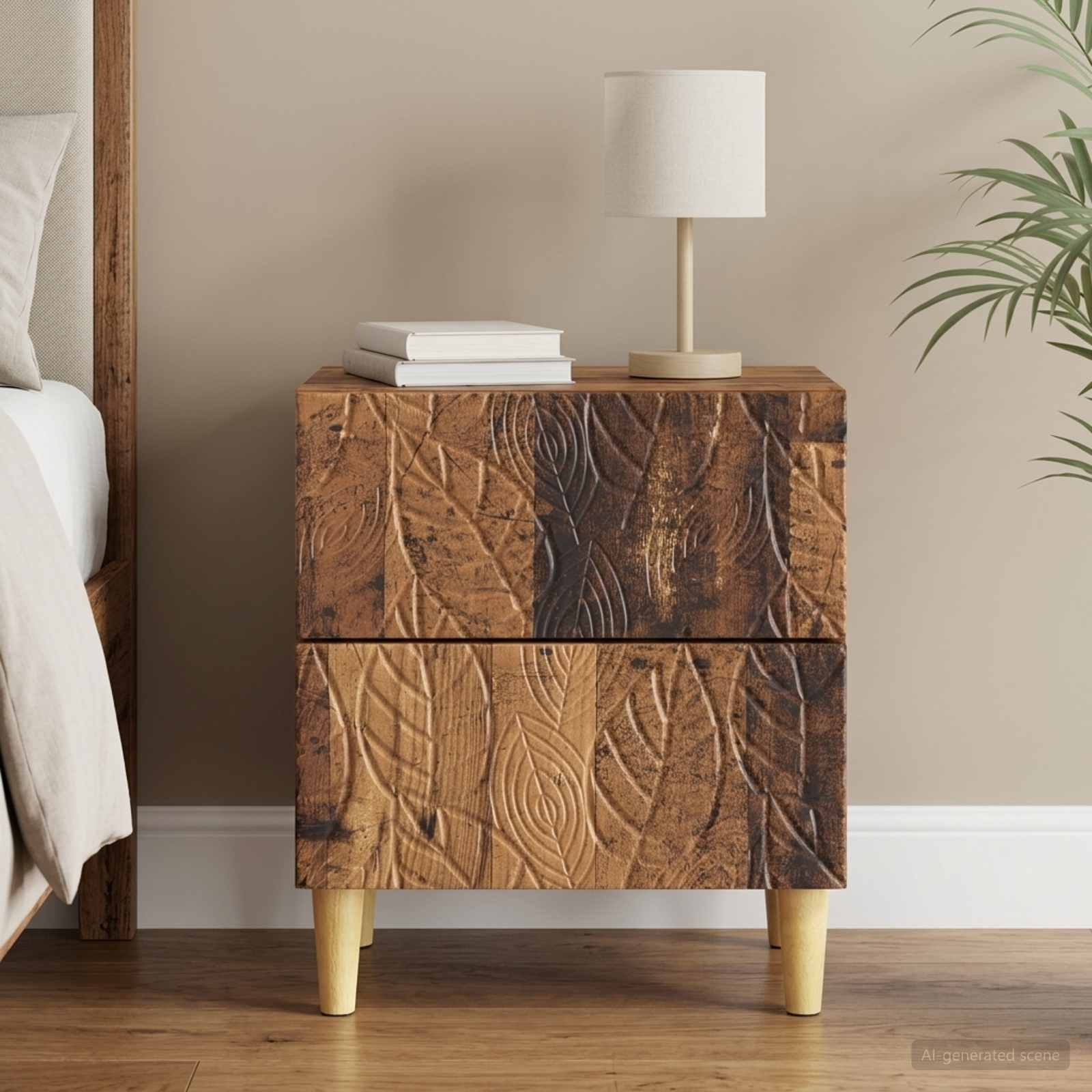 vidaXL Bedside Table Old Wood 43 x 34.5 x 48 cm Engineered Wood 1
