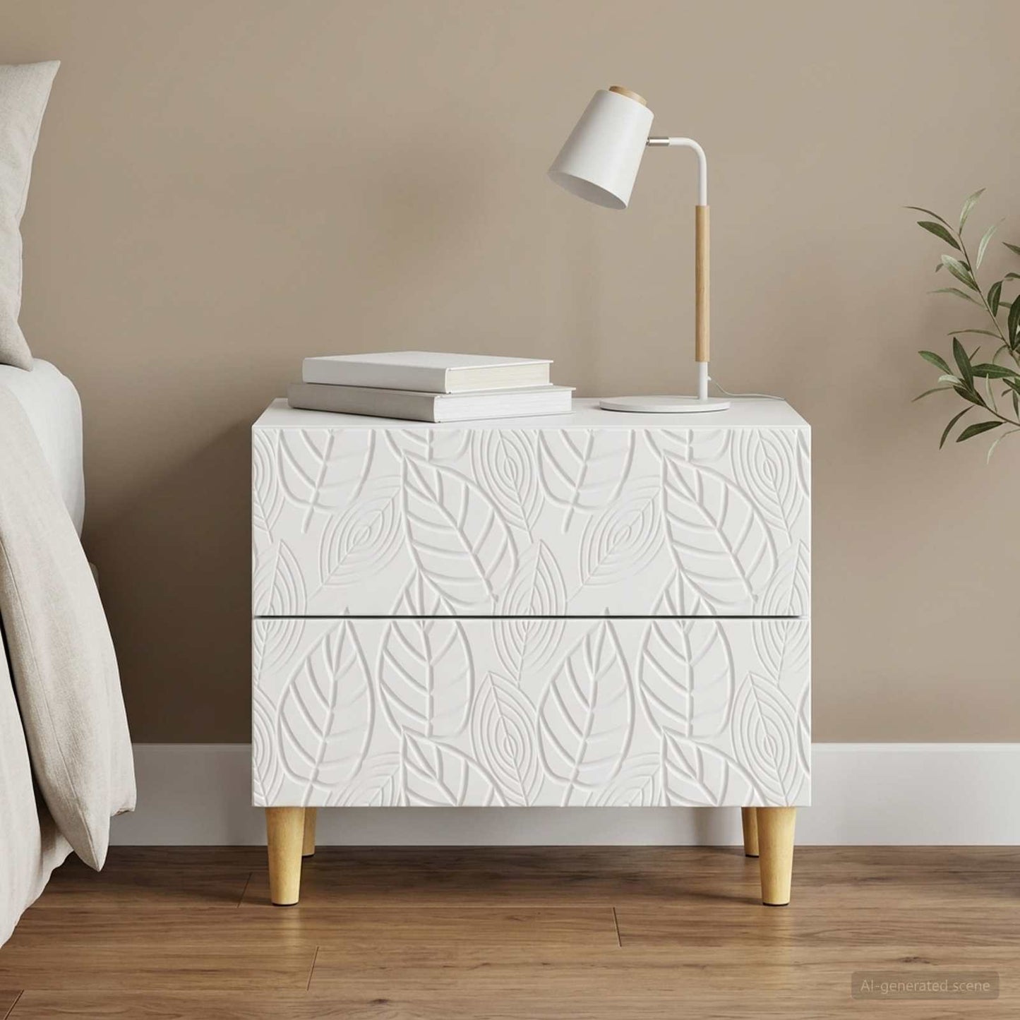 vidaXL Bedside Table White 62 x 34.5 x 48 cm Engineered Wood 1