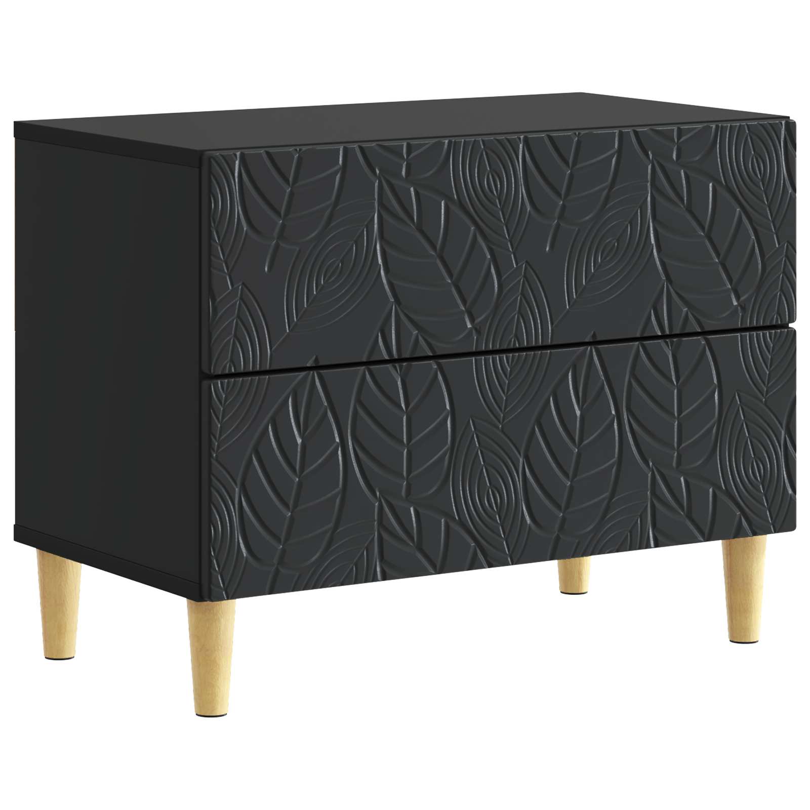 vidaXL Bedside Table Black 62 x 34.5 x 48 cm Engineered Wood 2