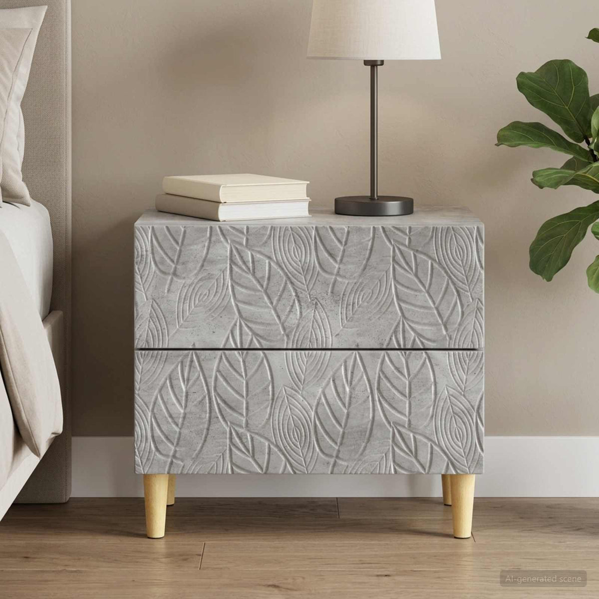 Bedside Table 62 x 34.5 x 48 cm Engineered Wood Concrete grey