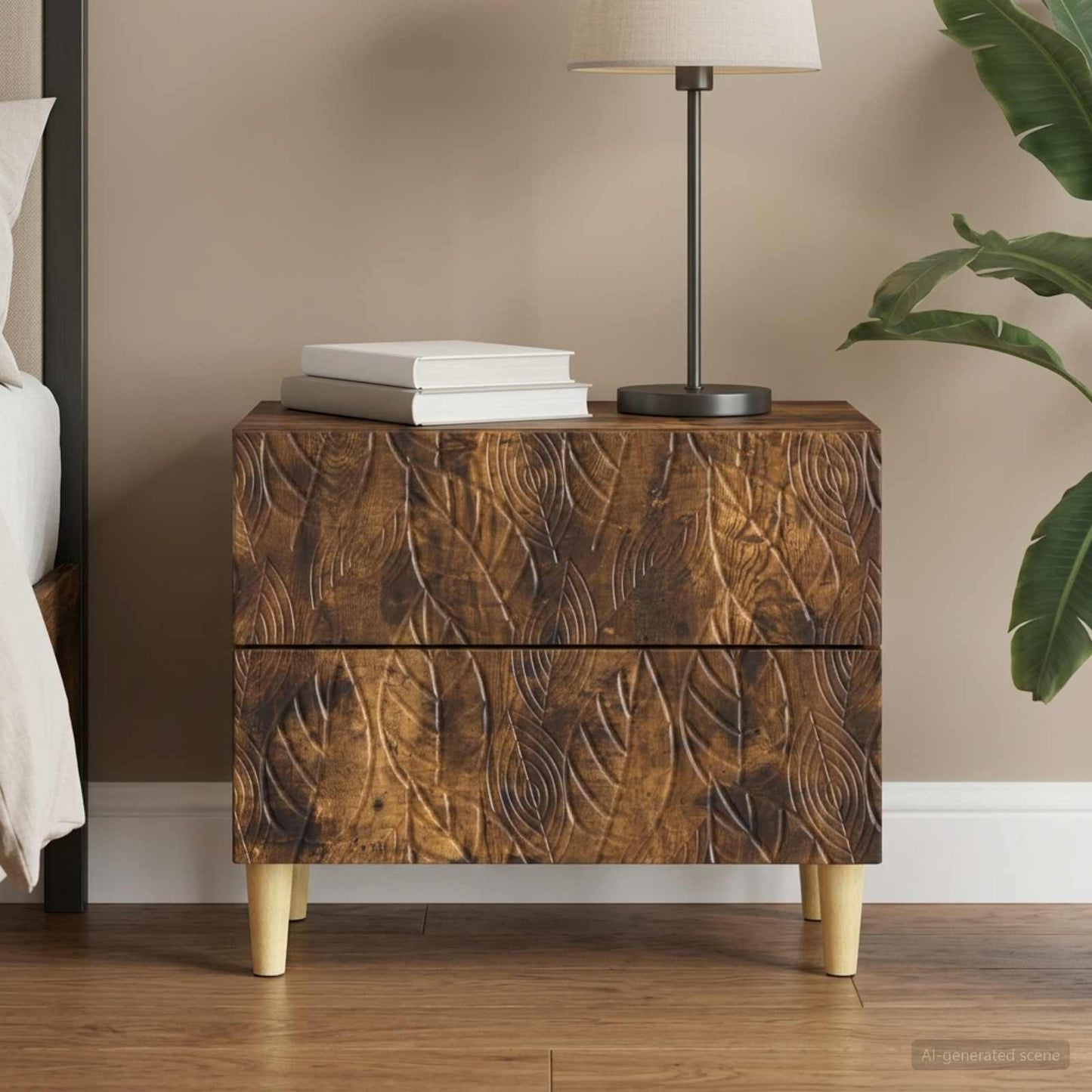 vidaXL Bedside Table Smoked Oak 62 x 34.5 x 48 cm Engineered Wood 1