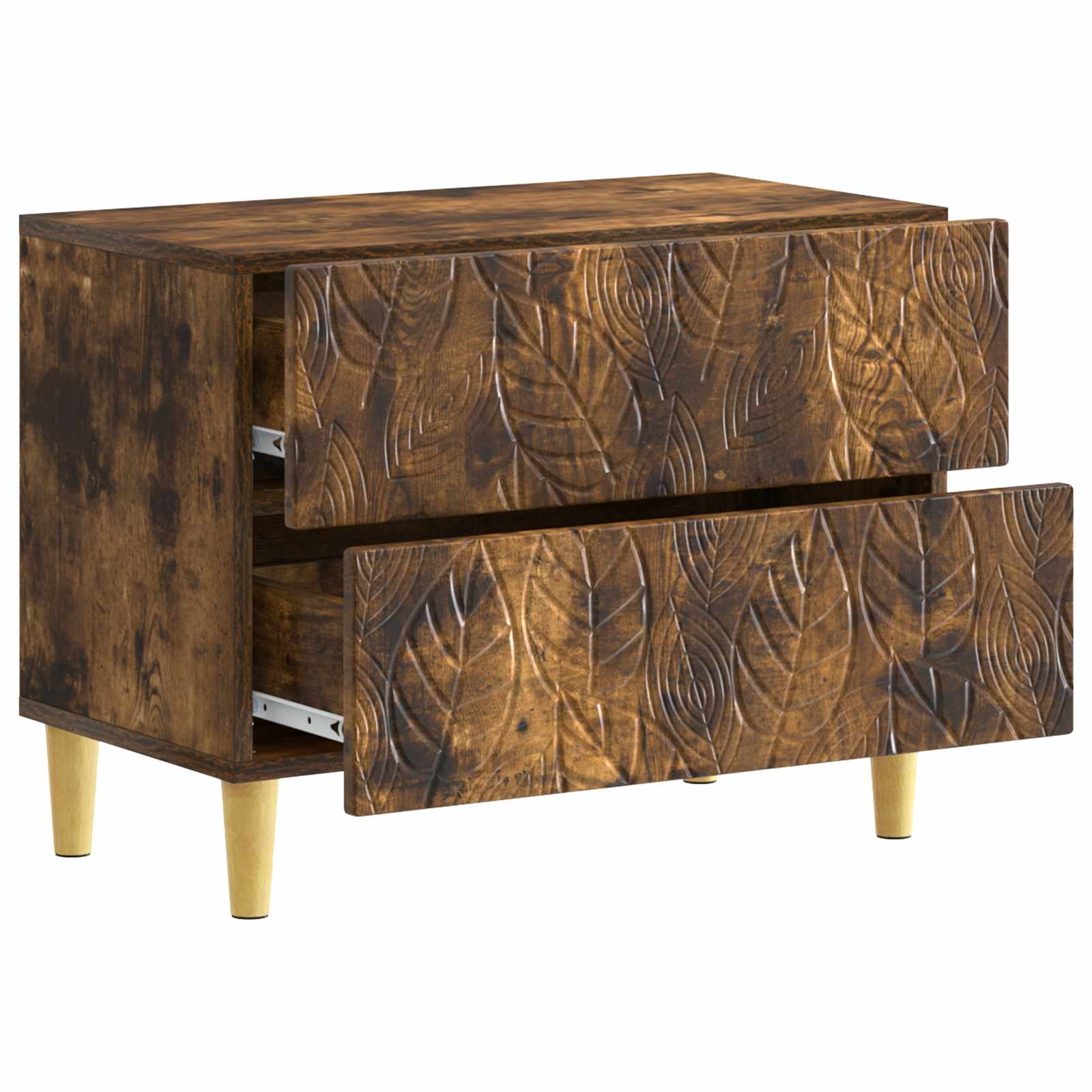 vidaXL Bedside Table Smoked Oak 62 x 34.5 x 48 cm Engineered Wood 3