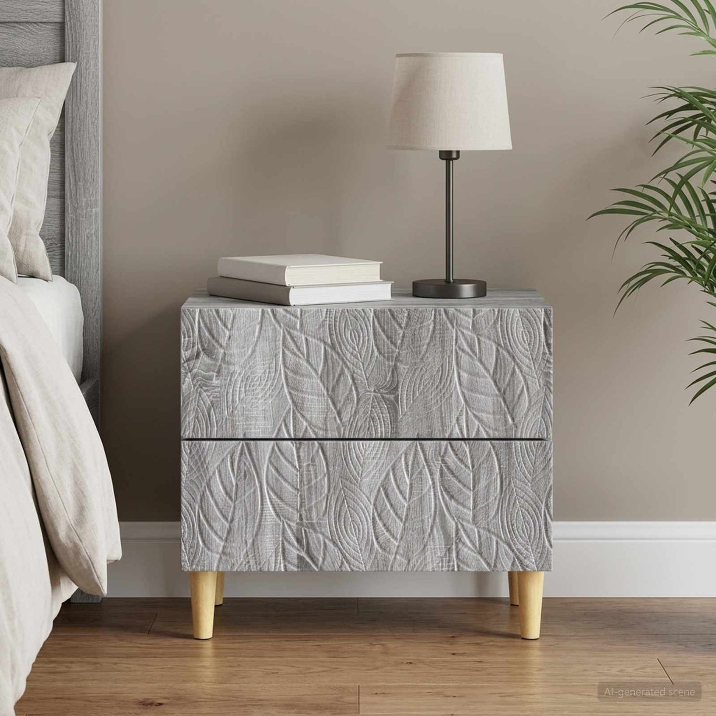 vidaXL Bedside Table Grey Sonoma 62 x 34.5 x 48 cm Engineered Wood 1