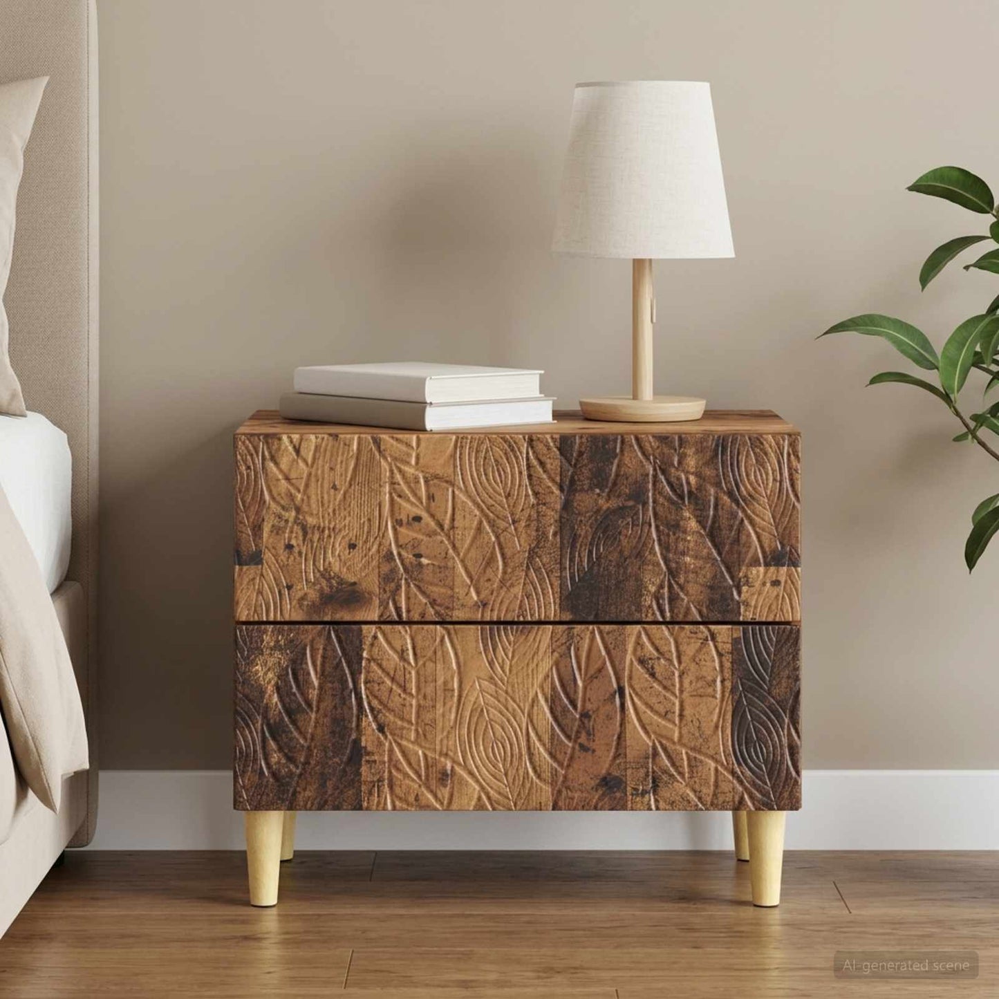 vidaXL Bedside Table Old Wood 62 x 34.5 x 48 cm Engineered Wood 1