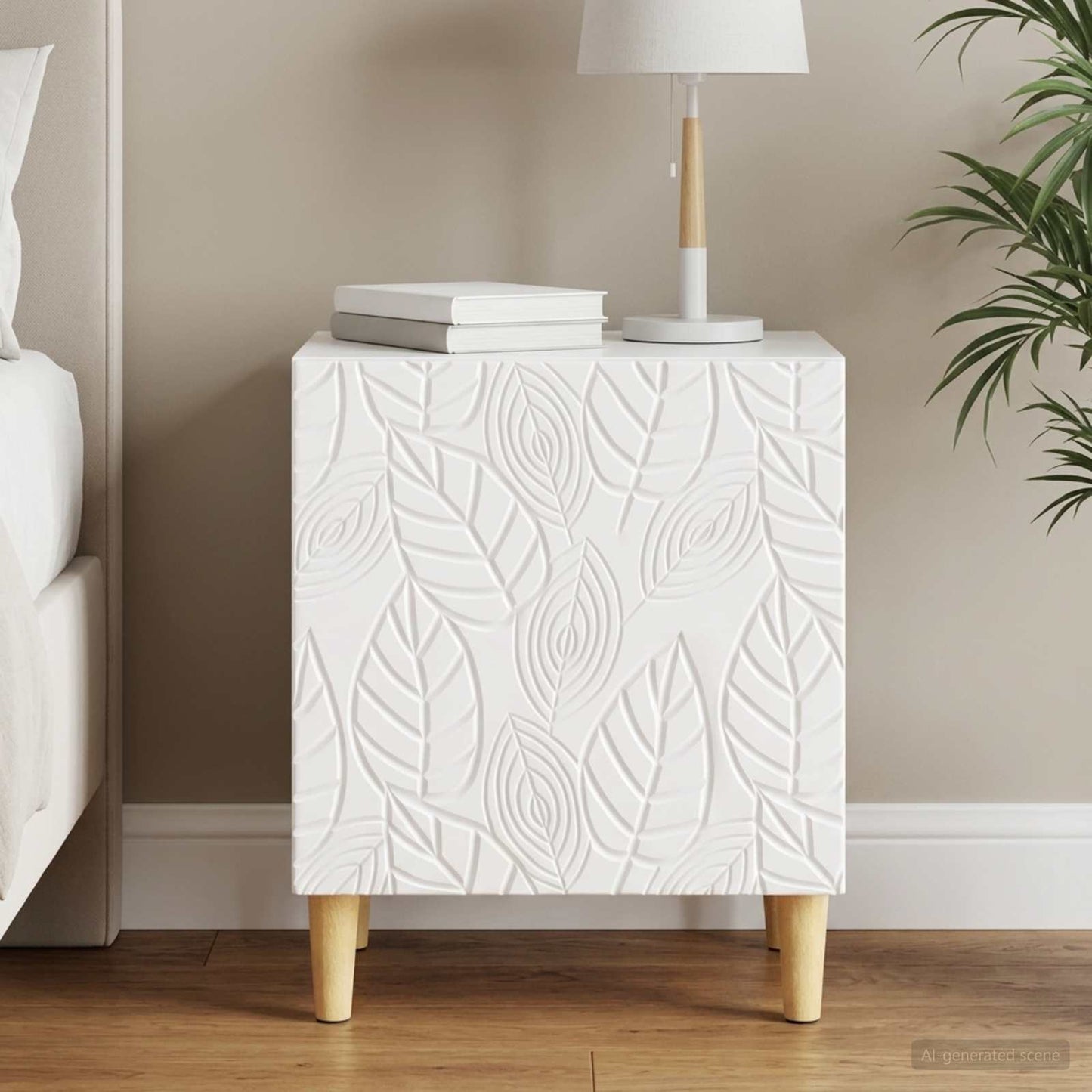 vidaXL Bedside Table High Gloss White 43 x 34.5 x 50 cm 1