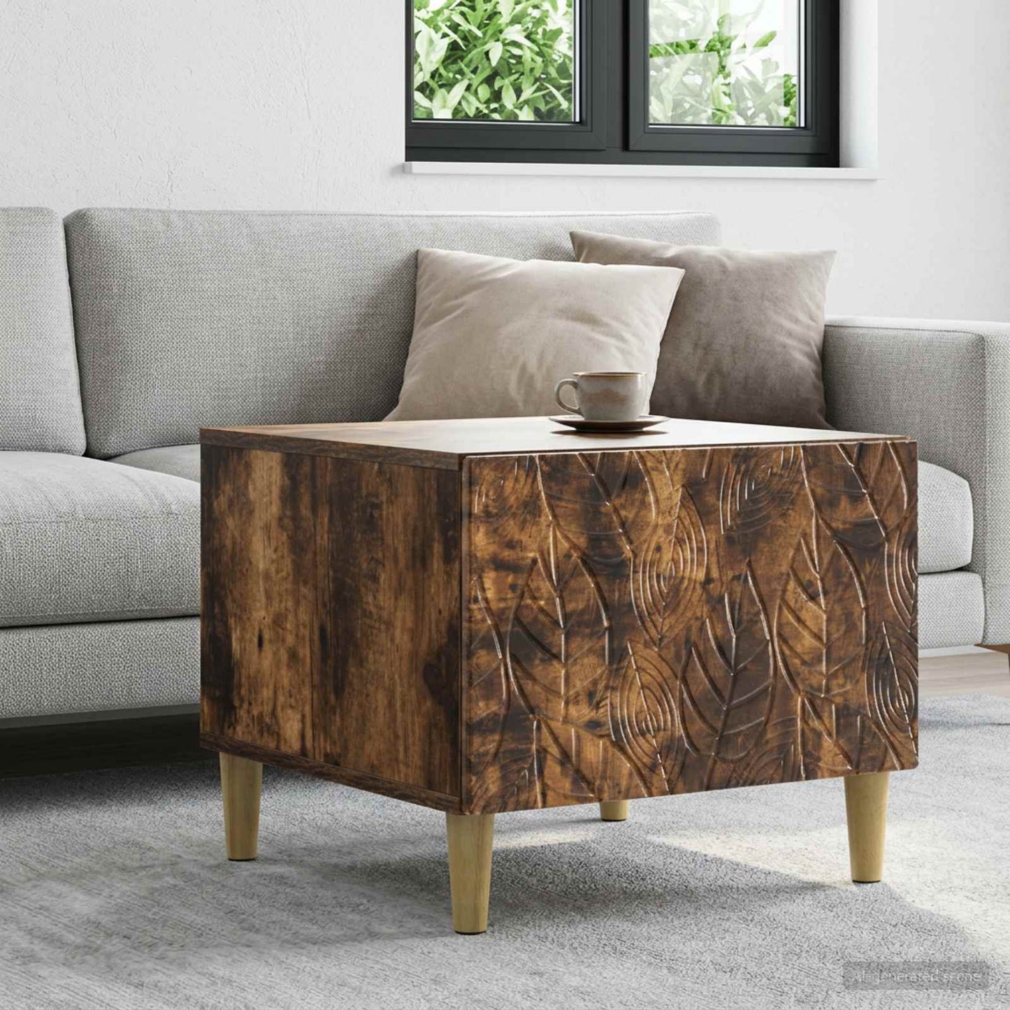 vidaXL Coffee Table Smoked Oak 50 x 49 x 40 cm Engineered Wood 1