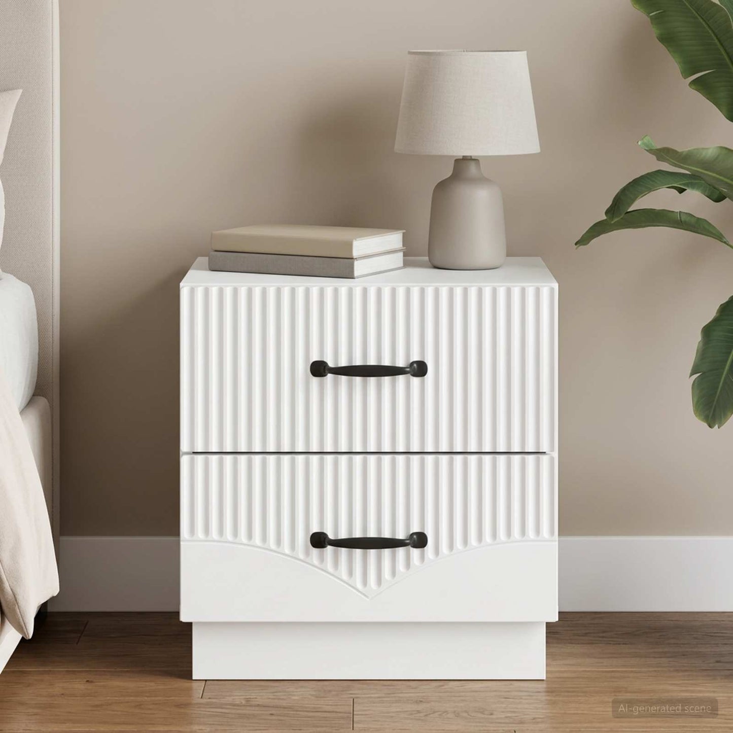 vidaXL Bedside Cabinet White 43 x 34.5 x 44.5 cm Engineered Wood 1
