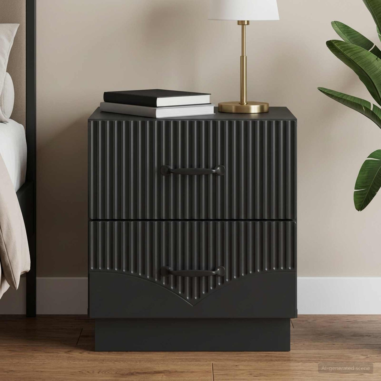 vidaXL Bedside Cabinet Black 43 x 34.5 x 44.5 cm Engineered Wood 1