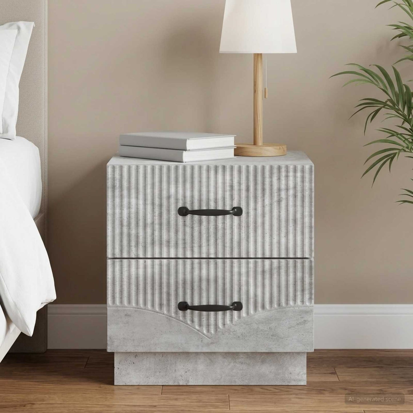 vidaXL Bedside Cabinet with Drawer Concrete Grey 43 x 34.5 x 44.5 cm 1