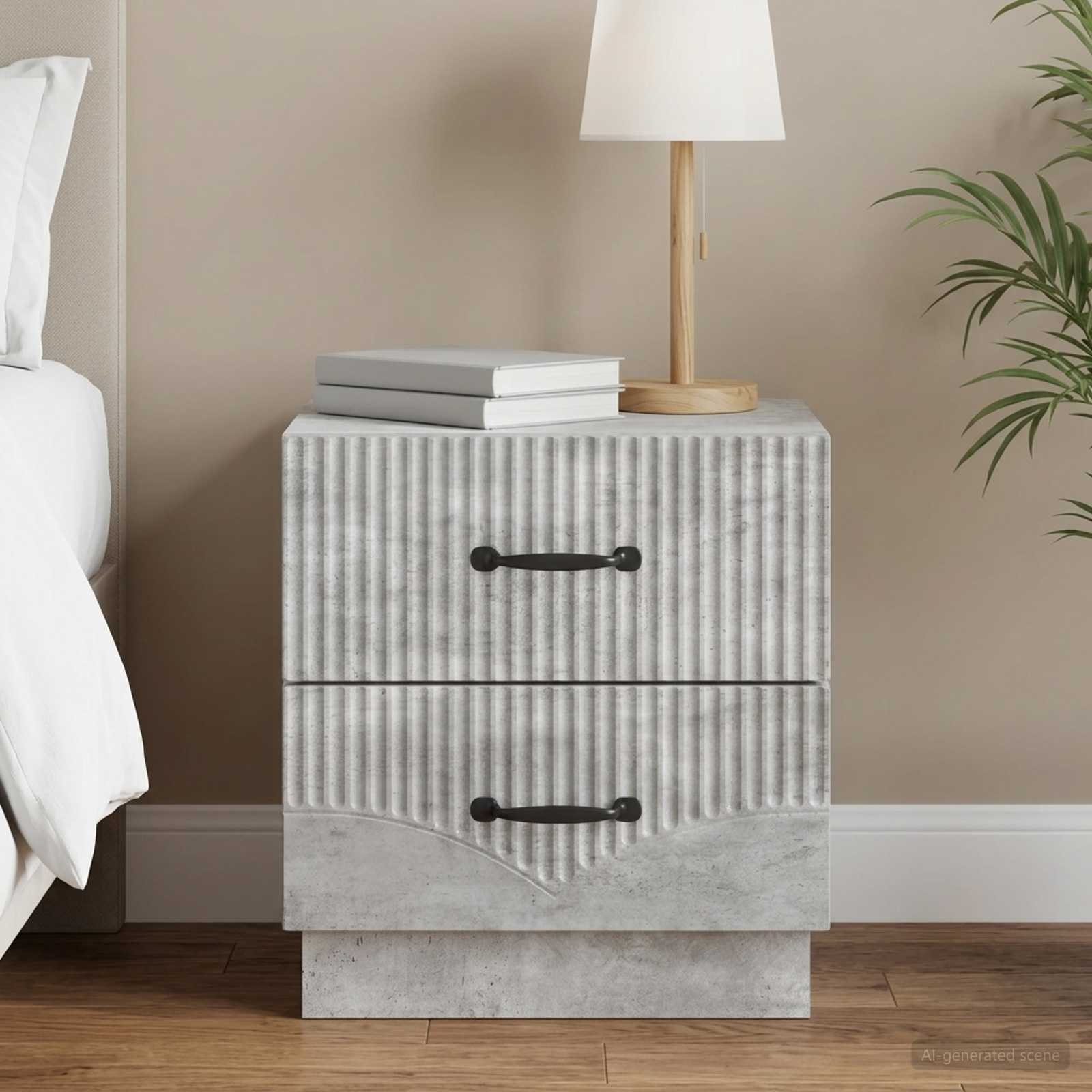 vidaXL Bedside Cabinet with Drawer Concrete Grey 43 x 34.5 x 44.5 cm 1