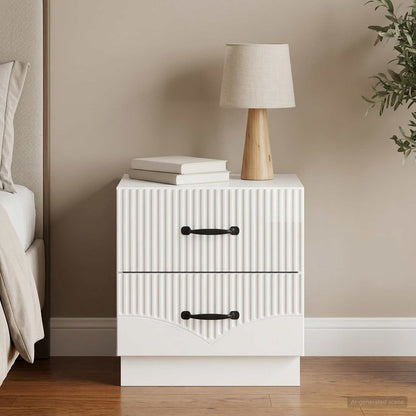 Bedside Cabinet 43 x 34.5 x 44.5 cm Engineered Wood High gloss white