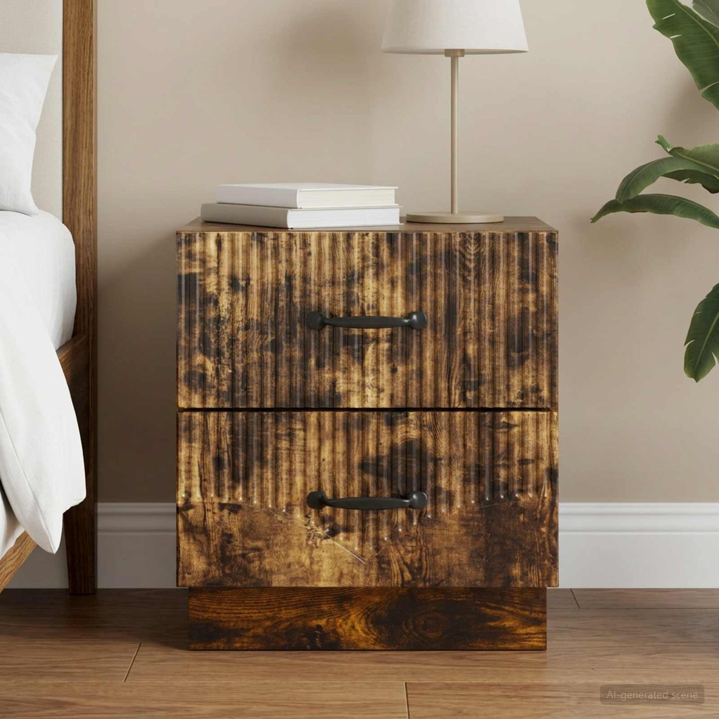 vidaXL Bedside Cabinet Smoked Oak 43 x 34.5 x 44.5 cm Engineered Wood 1