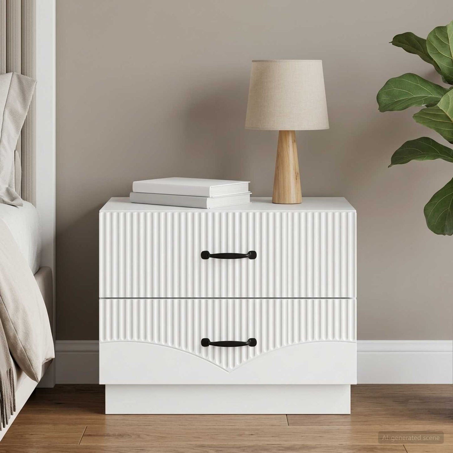 vidaXL Bedside Cabinet White 62 x 34.5 x 44.5 cm Engineered Wood 1