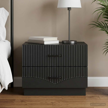 vidaXL Bedside Cabinet Black 62 x 34.5 x 44.5 cm Engineered Wood 1