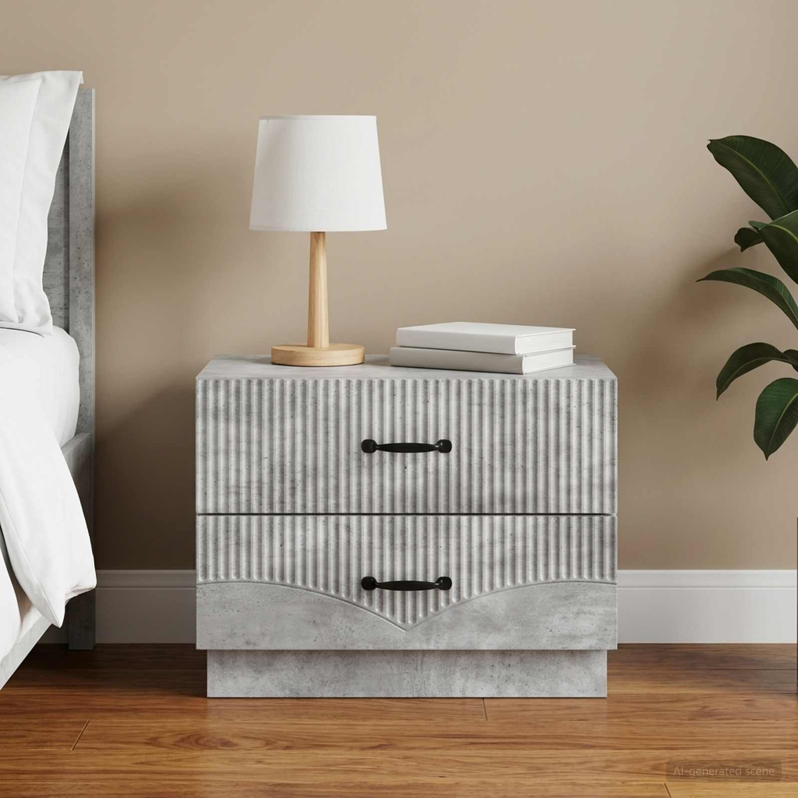 vidaXL Bedside Cabinet Concrete Grey 62 x 34.5 x 44.5 cm 1