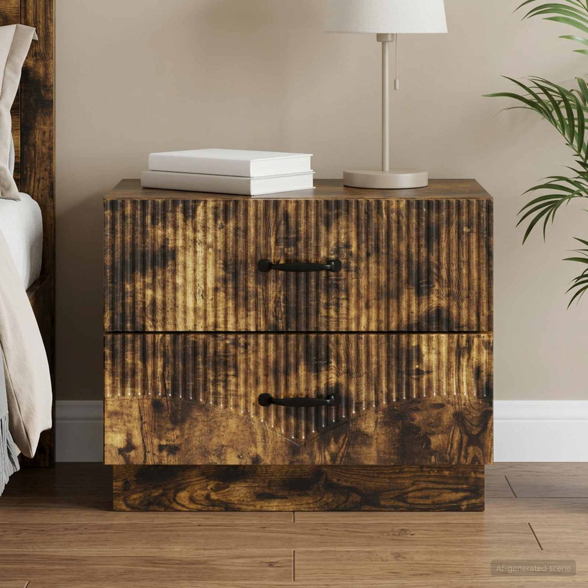 vidaXL Bedside Cabinet Smoked Oak 62 x 34.5 x 44.5 cm Engineered Wood 1