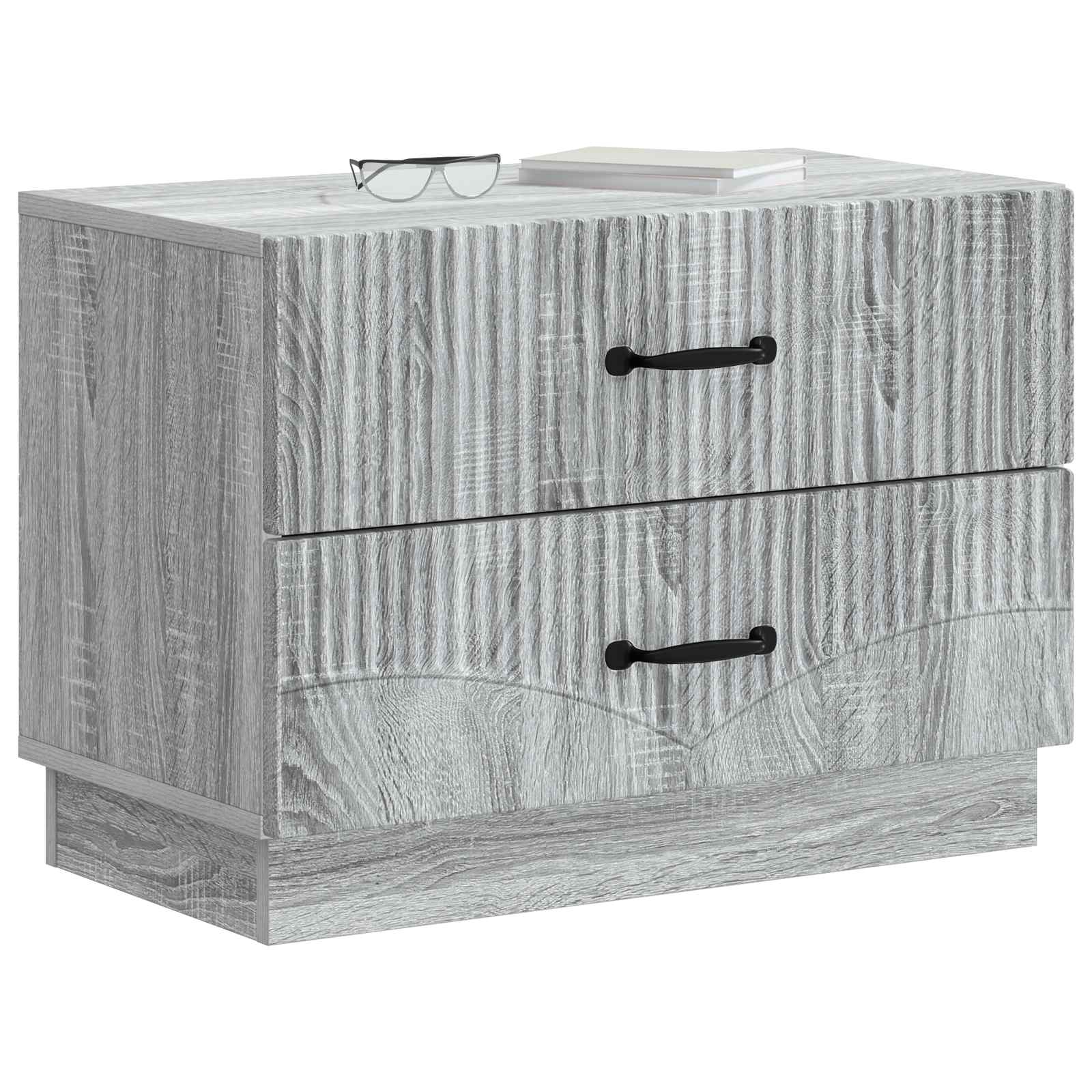 vidaXL Bedside Cabinet Grey Sonoma 62 x 34.5 x 44.5 cm Engineered Wood 3