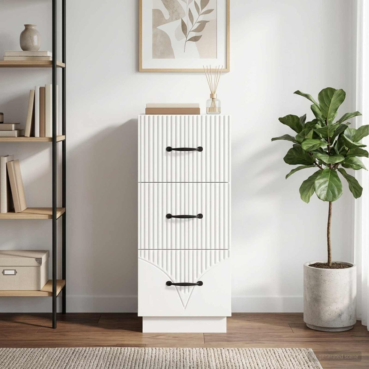 Drawer Cabinet 33 x 34.5 x 87 cm Engineered Wood White