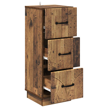 vidaXL Drawer Cabinet 33 x 34.5 x 87 cm Engineered Wood Old Wood 5