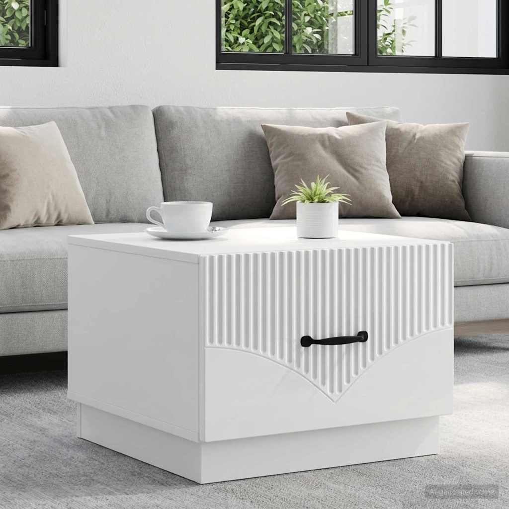 vidaXL Coffee Table High Gloss White 49 x 50 x 37 cm Engineered Wood 1