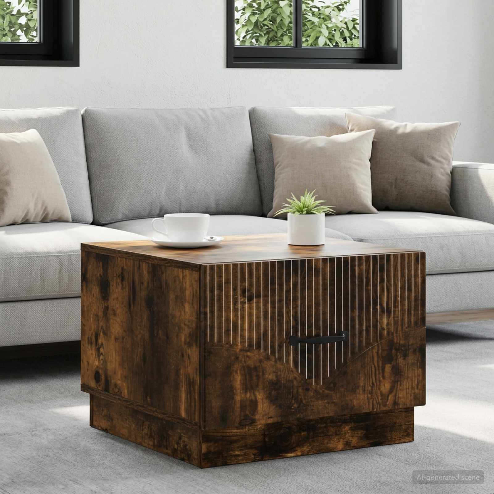 vidaXL Coffee Table Smoked Oak 49 x 50 x 37 cm Engineered Wood 1