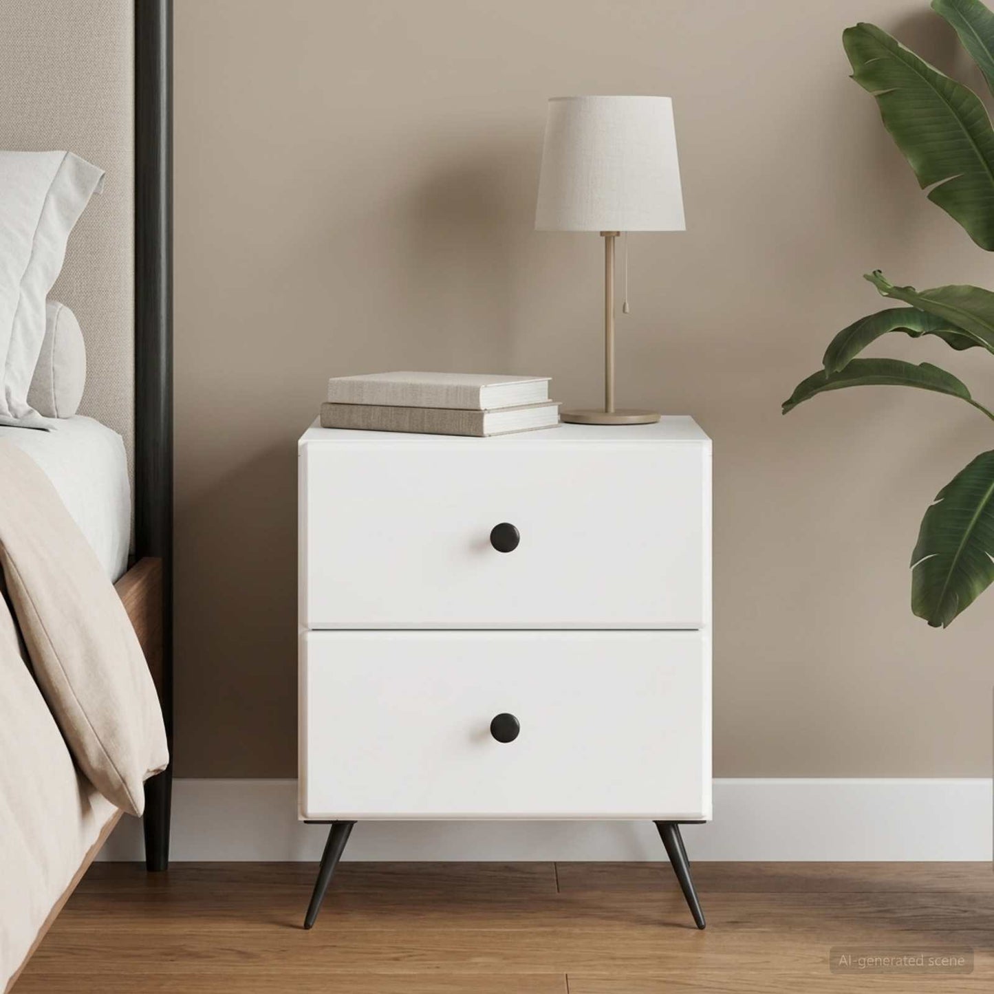 vidaXL Bedside Cabinet White 43 x 34.5 x 47.5 cm Engineered Wood 1