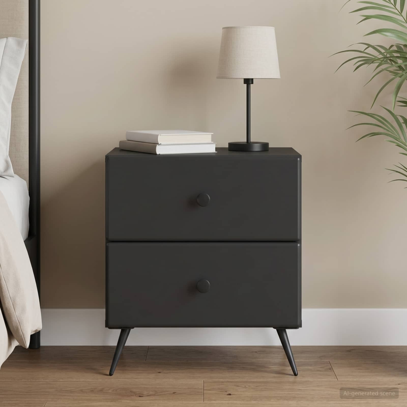 vidaXL Bedside Cabinet Black 43 x 34.5 x 47.5 cm Engineered Wood 1