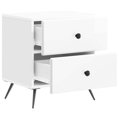 vidaXL Bedside Cabinet High Gloss White 43 x 34.5 x 47.5 cm 4
