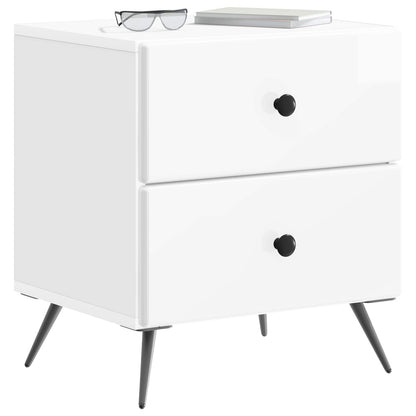 vidaXL Bedside Cabinet High Gloss White 43 x 34.5 x 47.5 cm 3