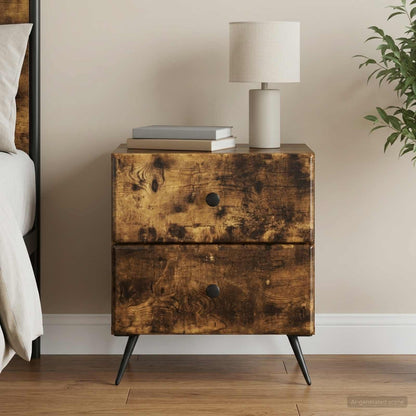 Bedside Cabinet 43 x 34.5 x 47.5 cm Smoked oak