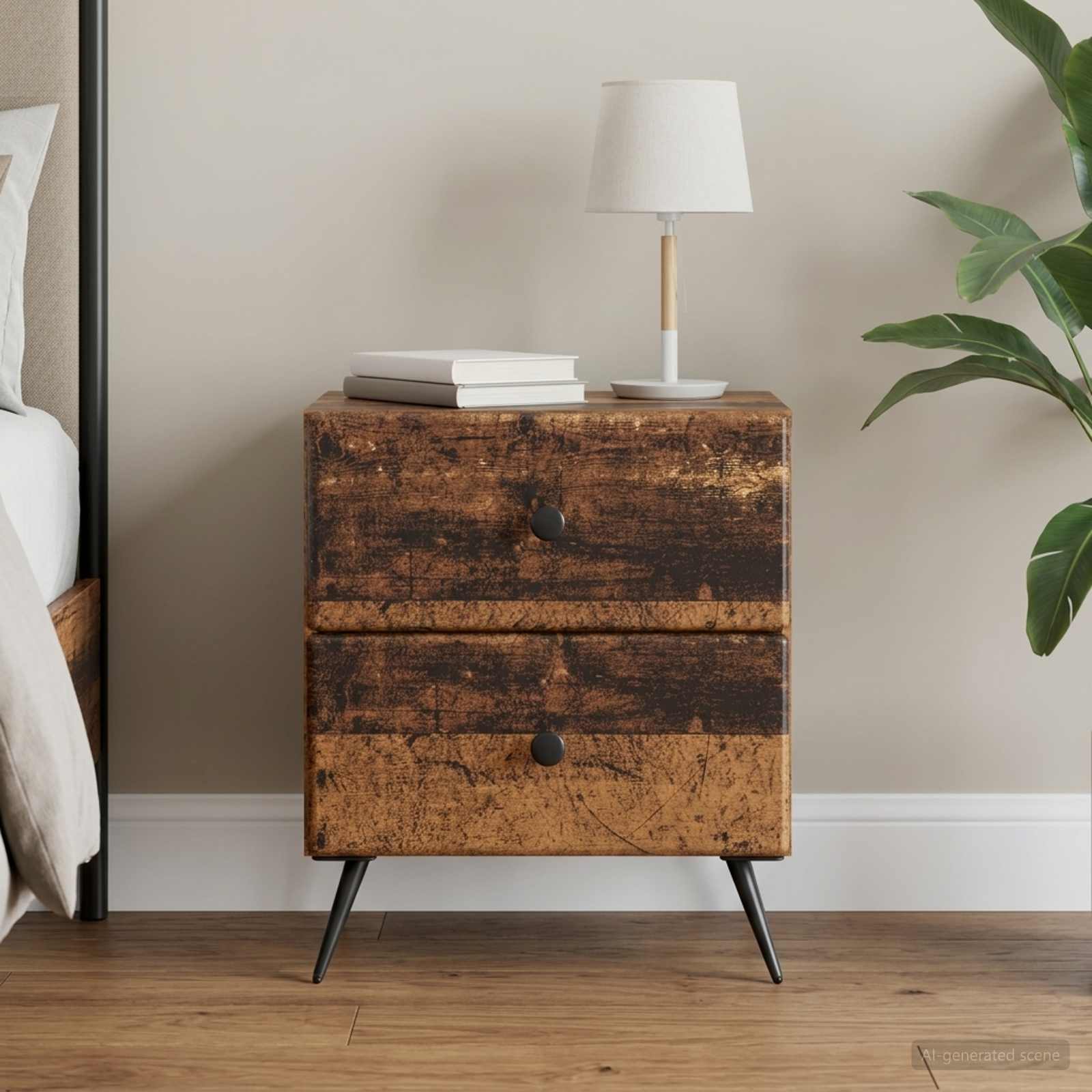 vidaXL Bedside Cabinet Old Wood 43 x 34.5 x 47.5 cm Engineered Wood 1