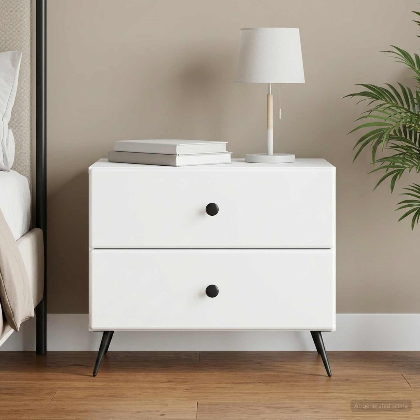vidaXL Bedside Cabinet White 62 x 34.5 x 47.5 cm Engineered Wood 1