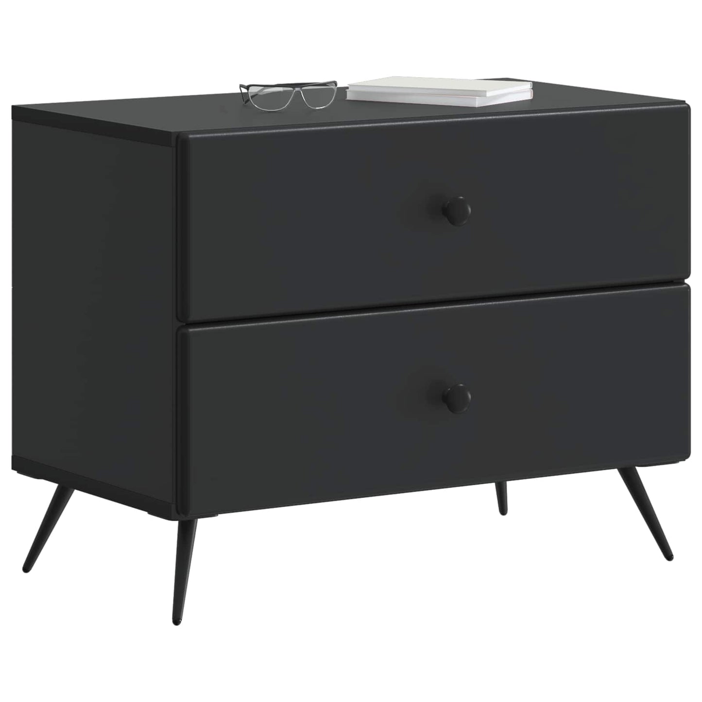 vidaXL Bedside Cabinet Black 62 x 34.5 x 47.5 cm Engineered Wood 3