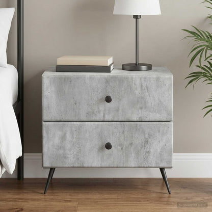 Bedside Cabinet 62 x 34.5 x 47.5 cm Engineered Wood Concrete grey