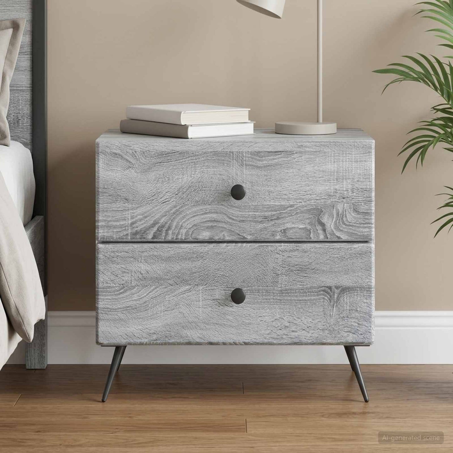 vidaXL Bedside Cabinet Grey Sonoma 62 x 34.5 x 47.5 cm Engineered Wood 1