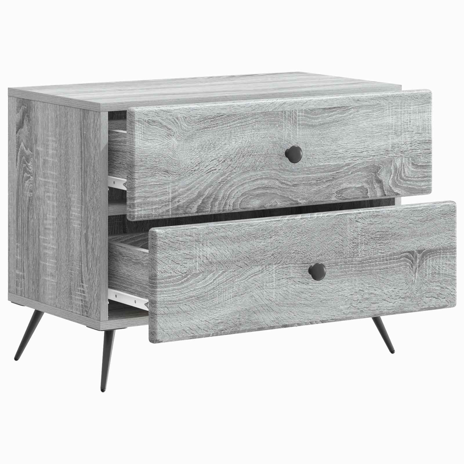 vidaXL Bedside Cabinet Grey Sonoma 62 x 34.5 x 47.5 cm Engineered Wood 4