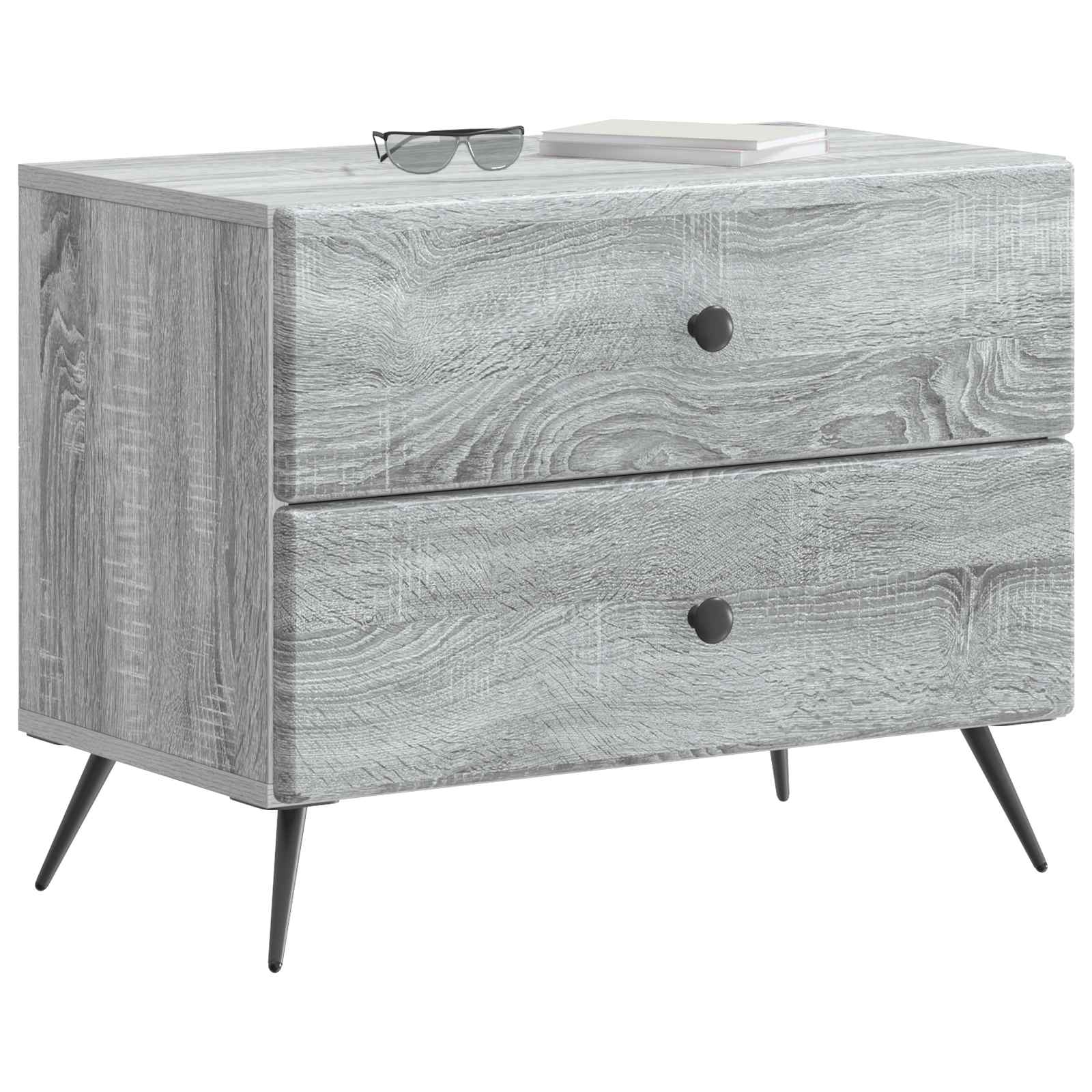 vidaXL Bedside Cabinet Grey Sonoma 62 x 34.5 x 47.5 cm Engineered Wood 3