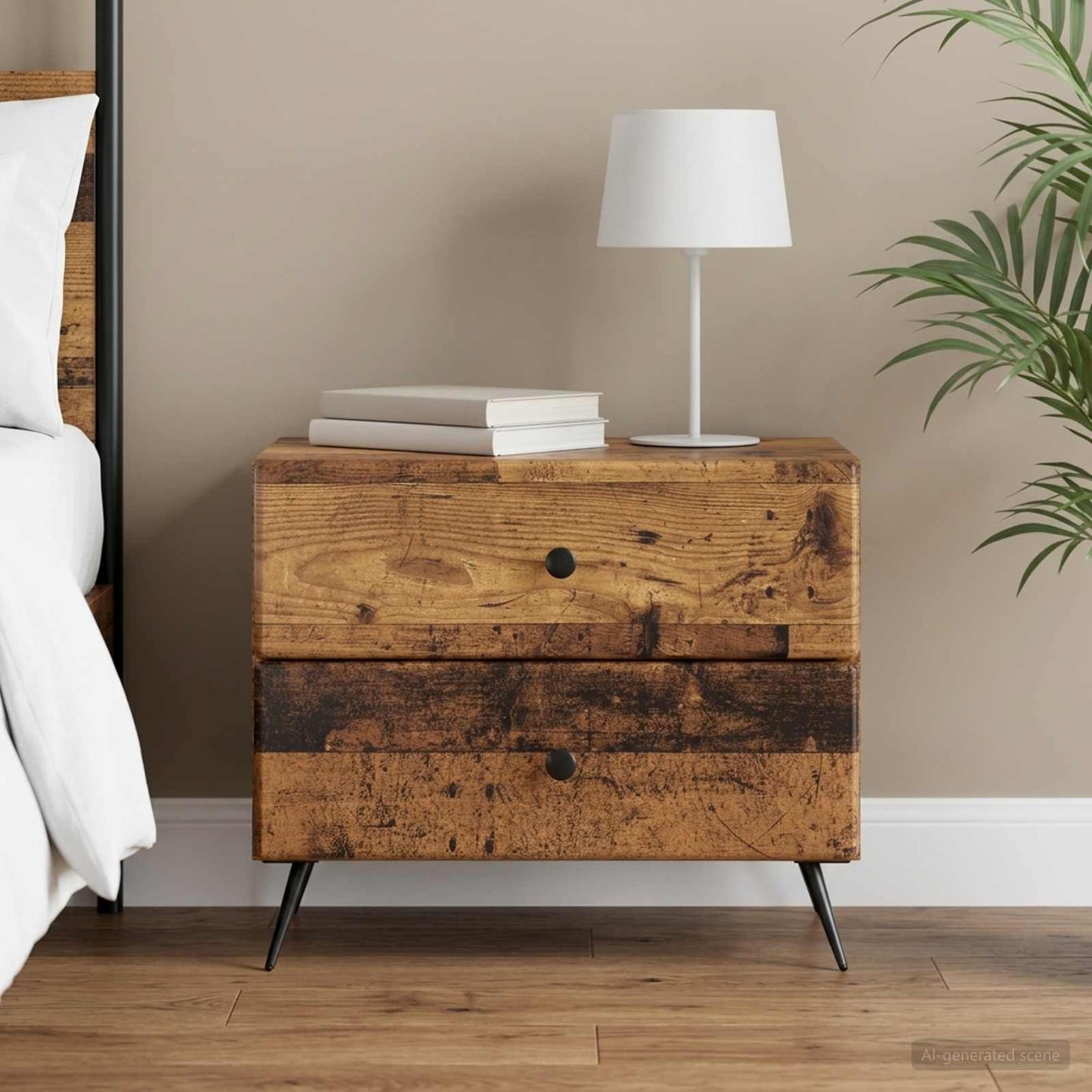vidaXL Bedside Cabinet Old Wood 62 x 34.5 x 47.5 cm Engineered Wood 1