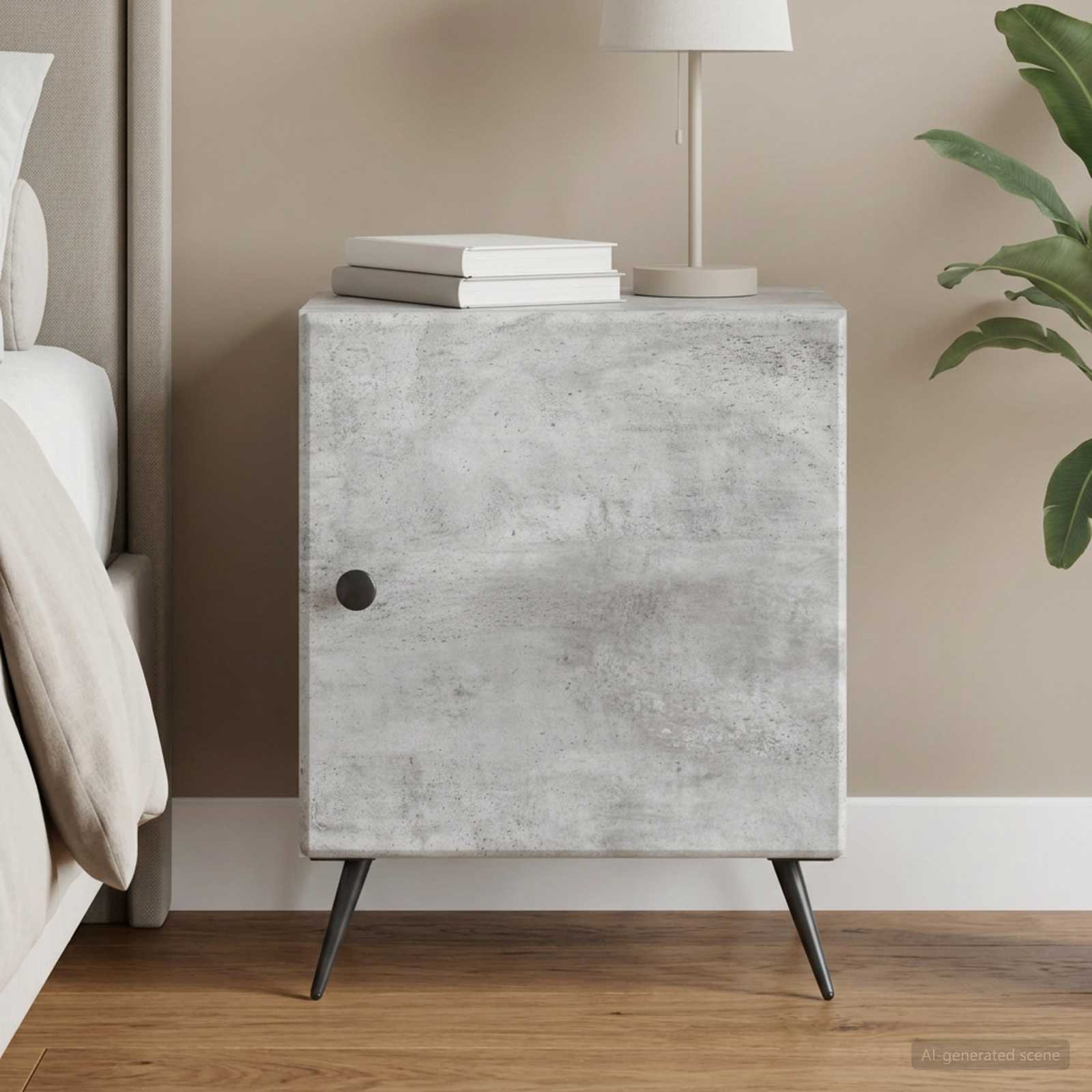 vidaXL Bedside Cabinet Concrete Grey 43 x 34.5 x 50 cm Engineered Wood 1