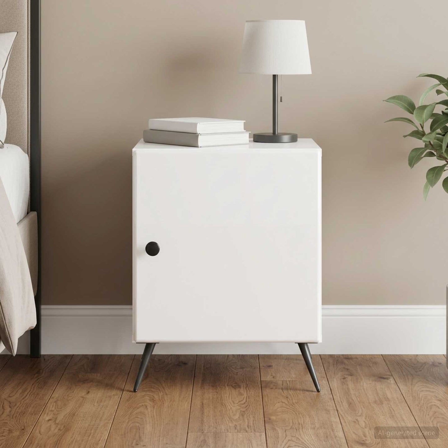vidaXL Bedside Cabinet High Gloss White 43 x 34.5 x 50 cm 1