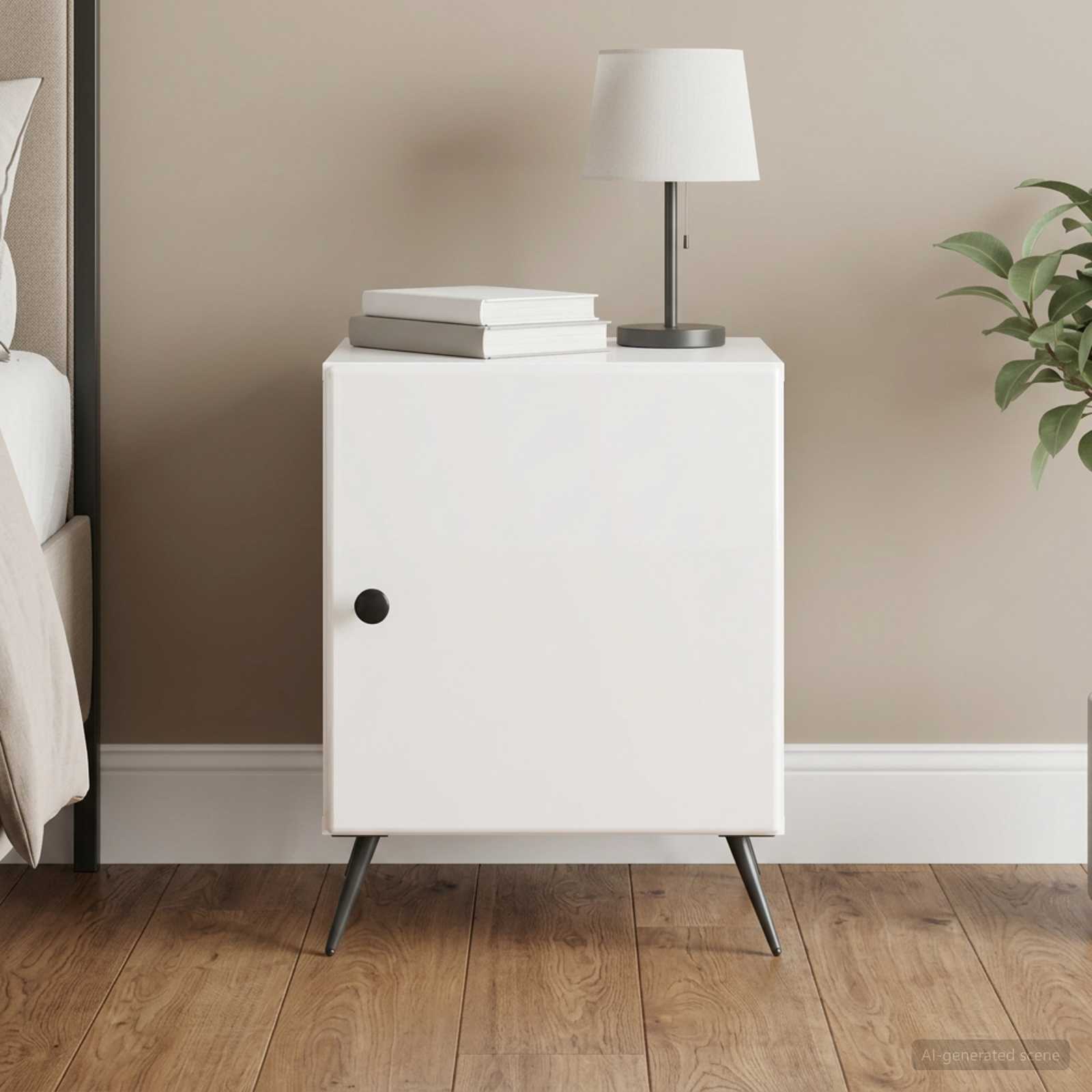 vidaXL Bedside Cabinet High Gloss White 43 x 34.5 x 50 cm 1
