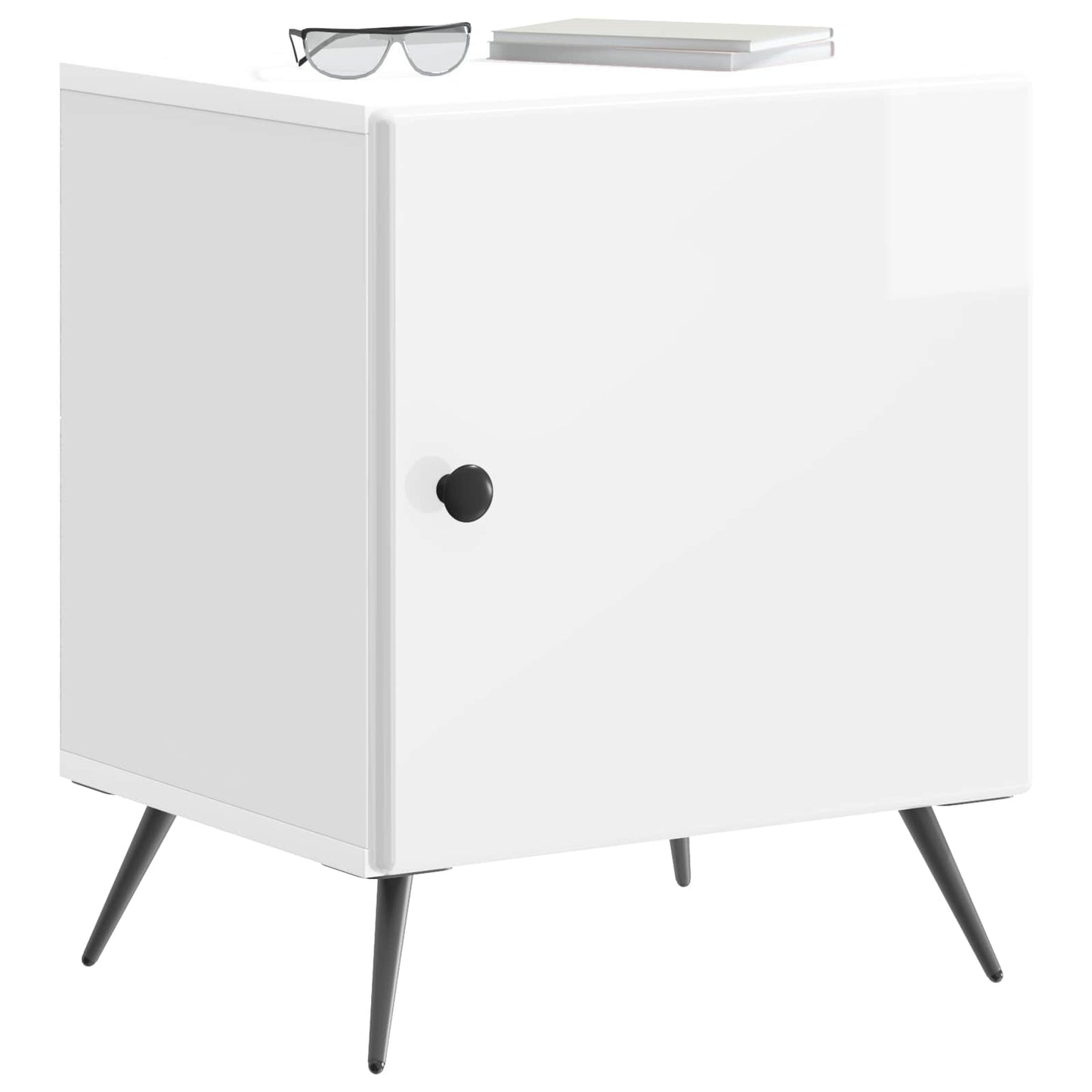 vidaXL Bedside Cabinet High Gloss White 43 x 34.5 x 50 cm 3