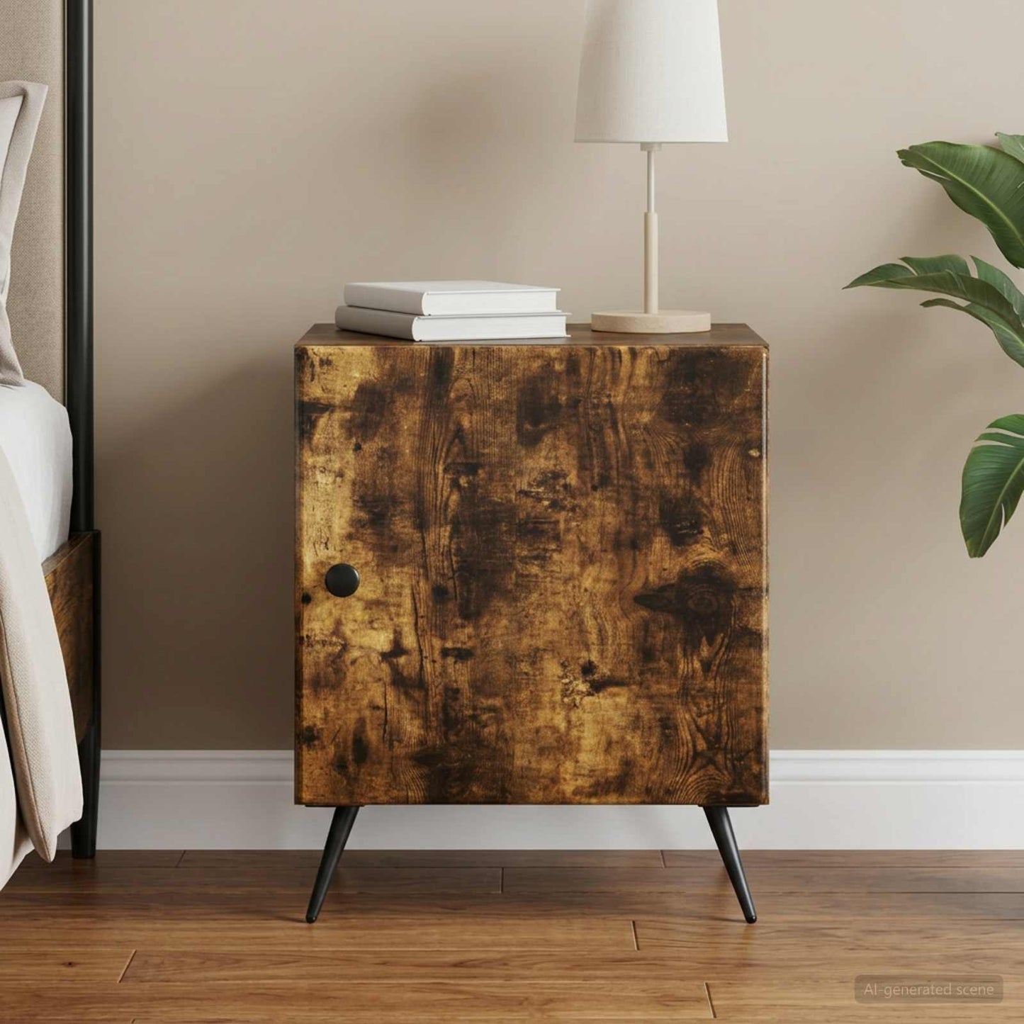 vidaXL Bedside Cabinet Smoked Oak 43 x 34.5 x 50 cm Engineered Wood 1