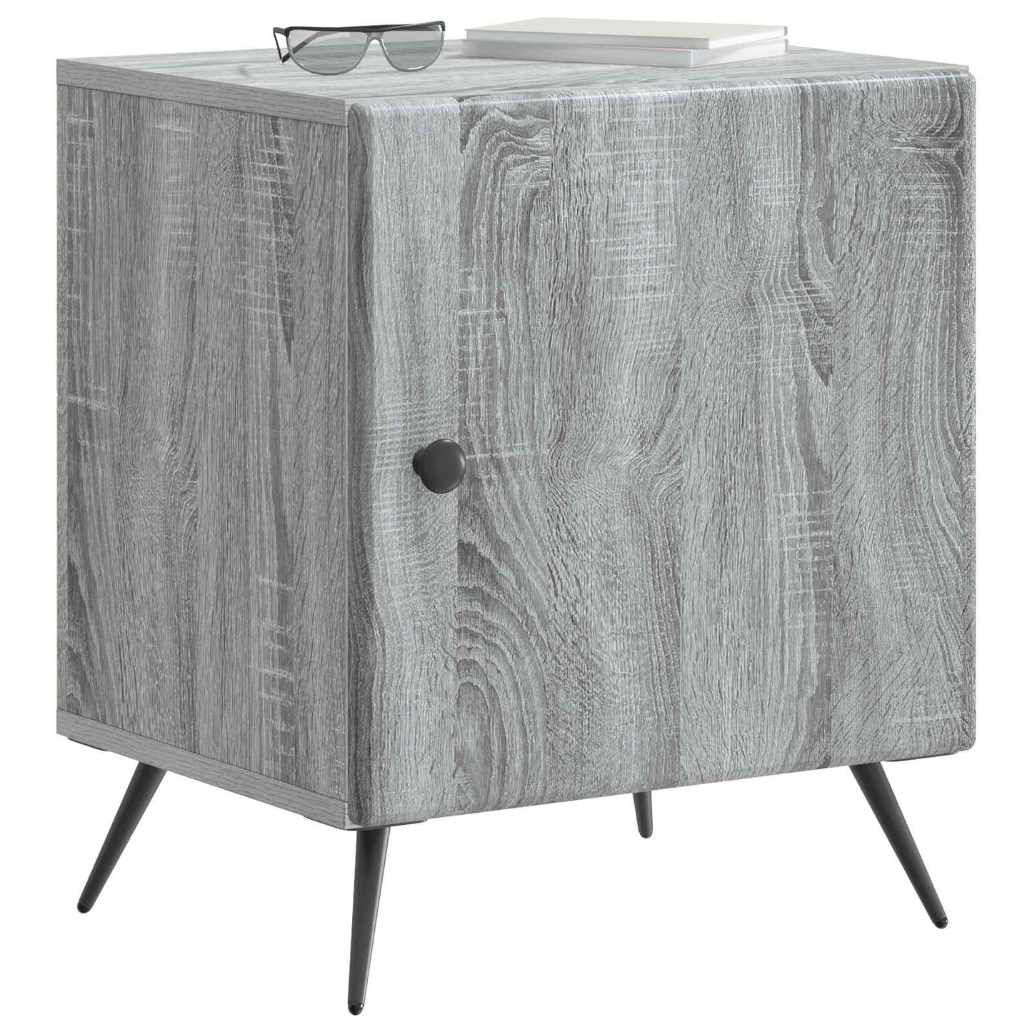 vidaXL Bedside Cabinet Grey Sonoma 43 x 34.5 x 50 cm Engineered Wood 3