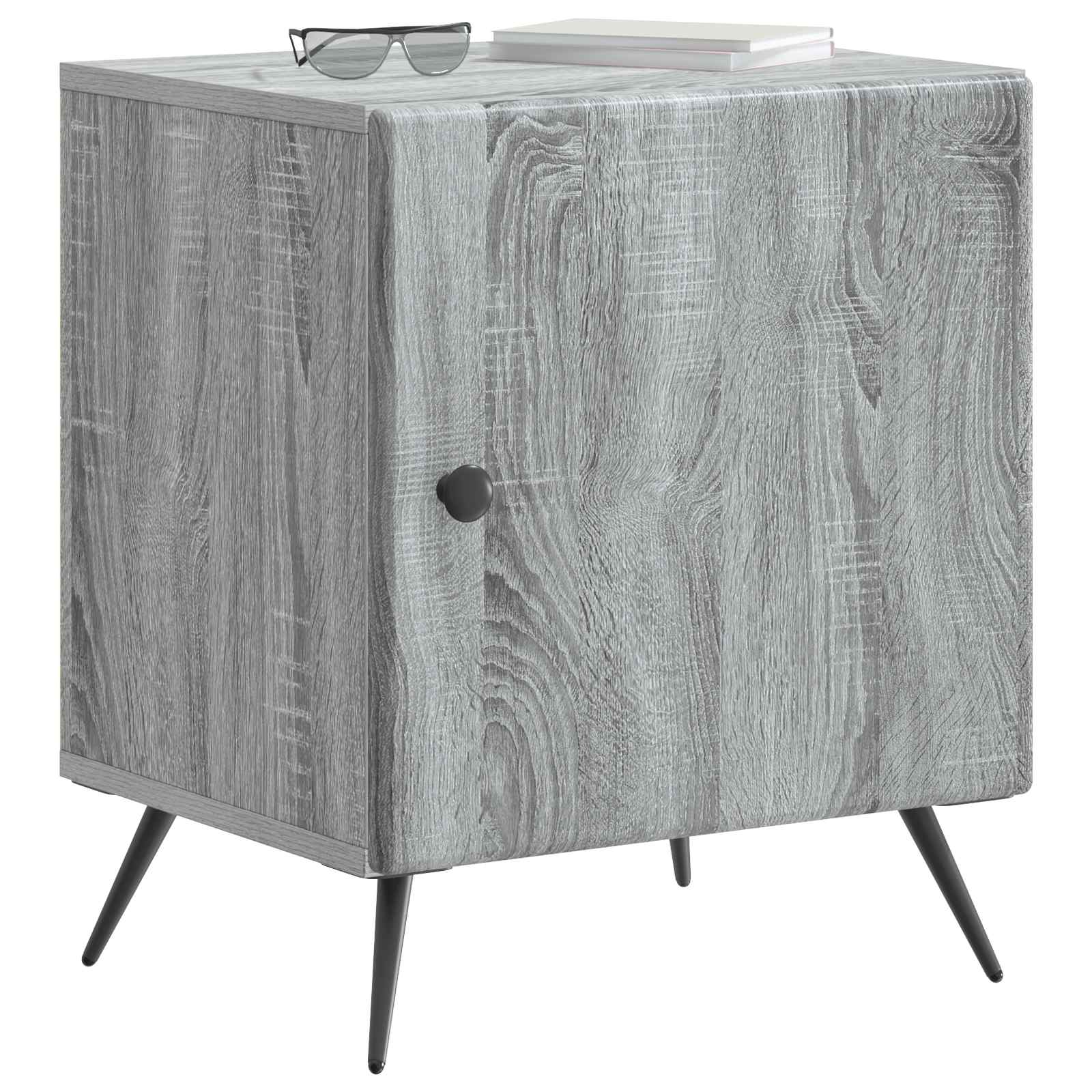 vidaXL Bedside Cabinet Grey Sonoma 43 x 34.5 x 50 cm Engineered Wood 3