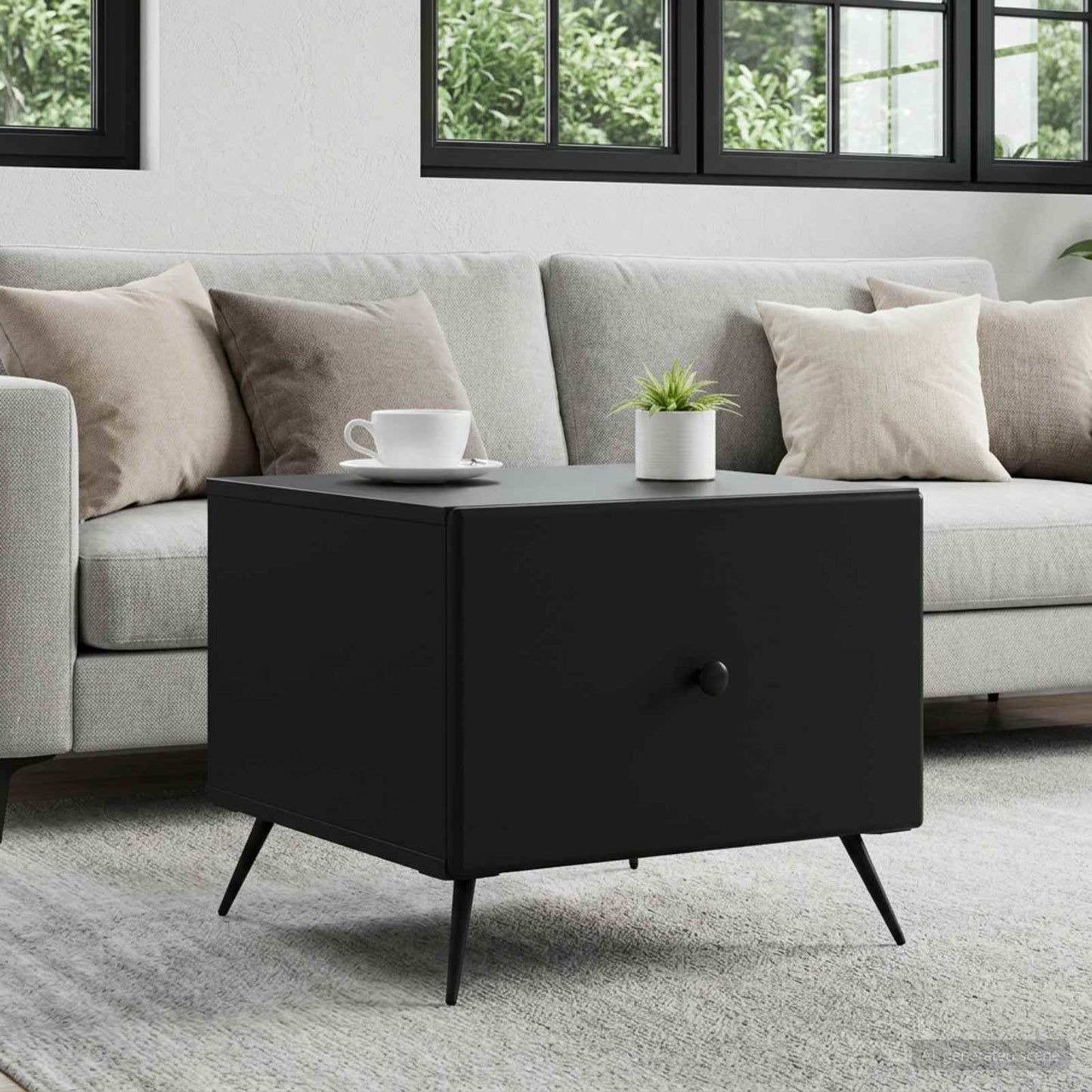 vidaXL Coffee Table Black 49 x 50 x 40 cm Engineered Wood 1