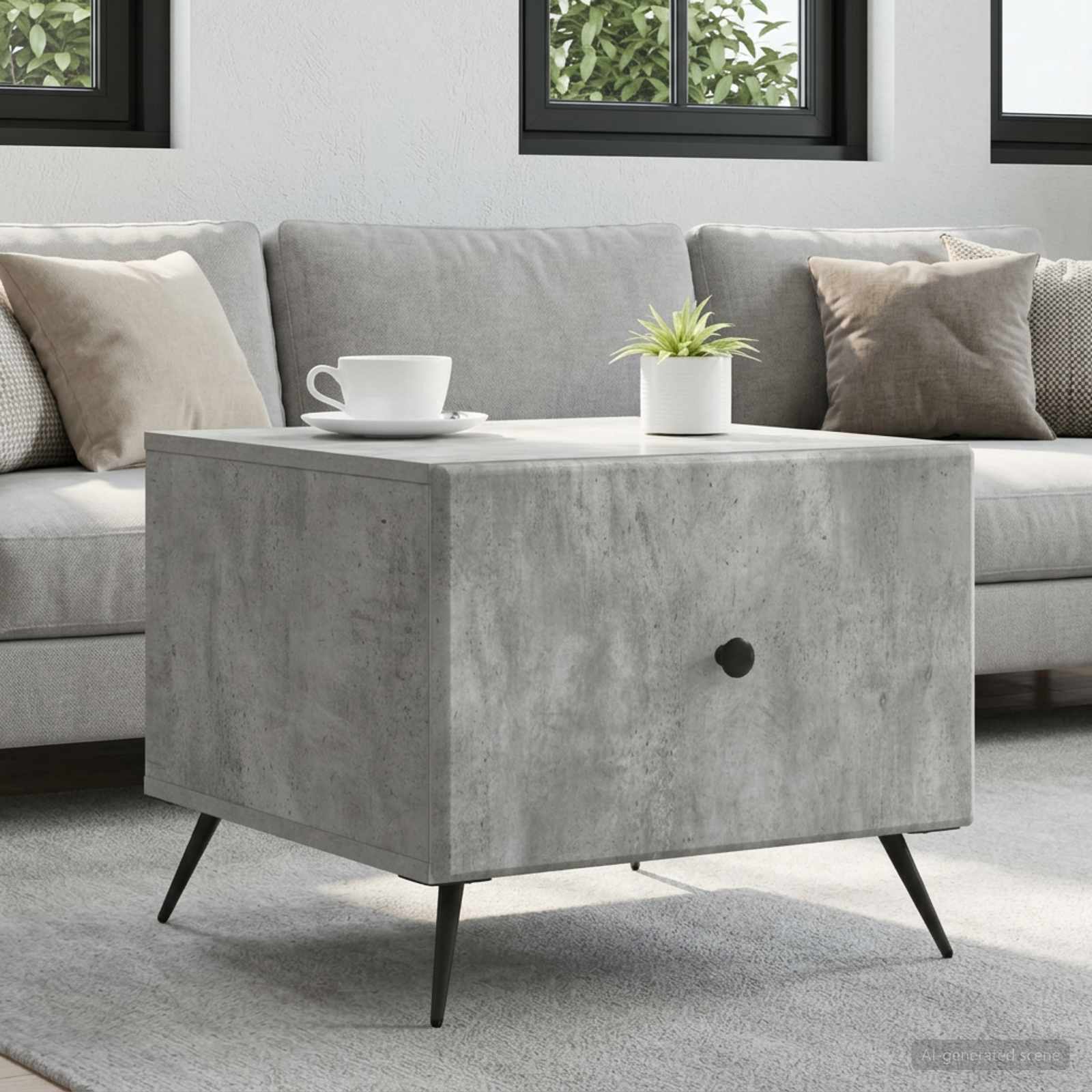 vidaXL Coffee Table Concrete Grey 49 x 50 x 40 cm Engineered Wood 1